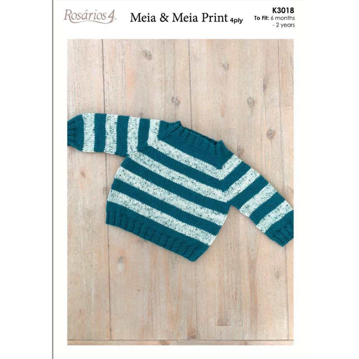 Top Down Simple Jumper with Stripes (K3018)-Pattern-Wild and Woolly Yarns