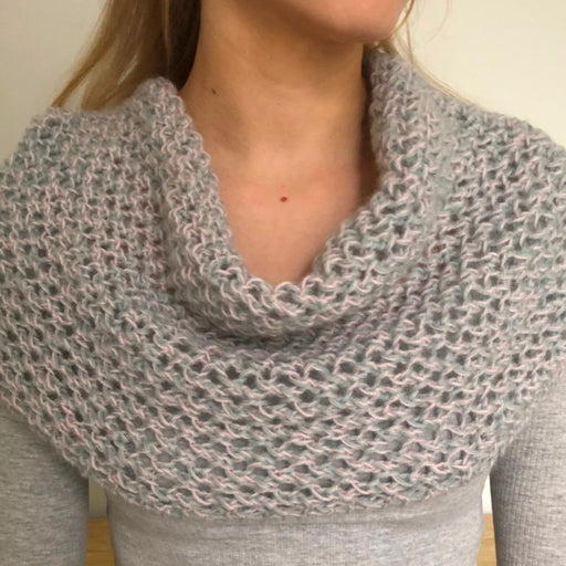 Two Tone Lacey Cowl Knitting Pattern (N1707)-Pattern-Wild and Woolly Yarns