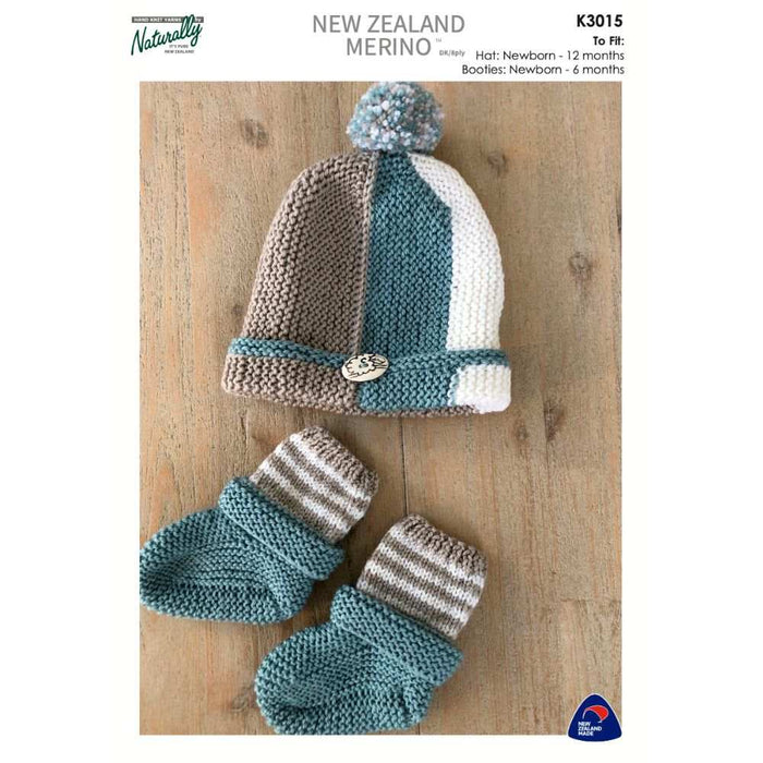 Vertical Garter Stitch Beanie & Booties (K3015)-Pattern-Wild and Woolly Yarns