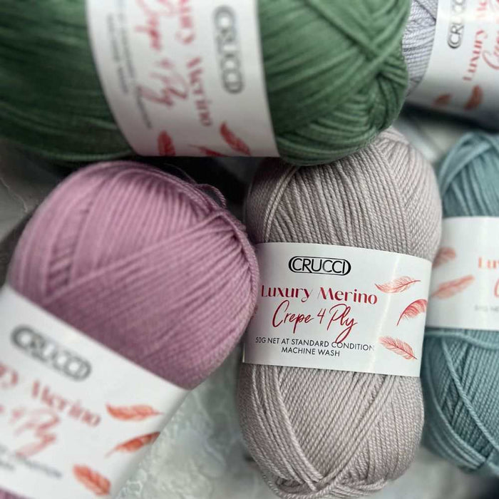 Crucci Luxury Crepe - 4ply-Yarn-Crucci-White (01)-Wild & Woolly Yarns