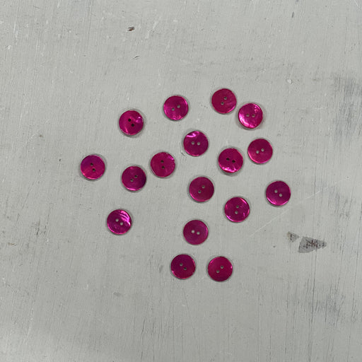 Agoya Shell Buttons - Cerise (15mm)-buttons-Trendy Trims-Wild & Woolly Yarns