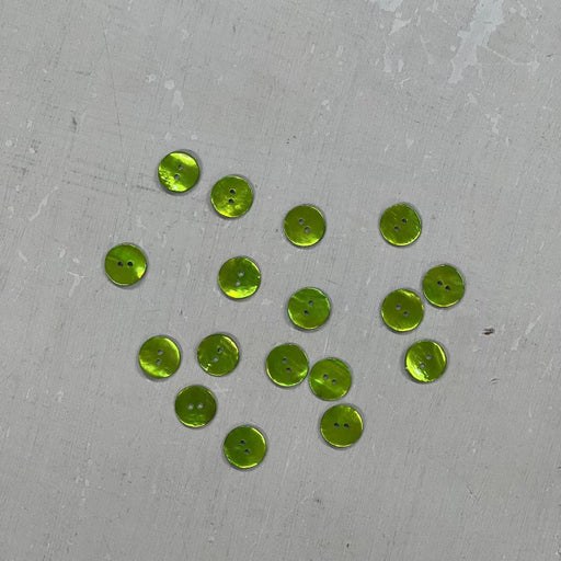 Agoya Shell Buttons - Lime (15mm)-buttons-Trendy Trims-Wild & Woolly Yarns