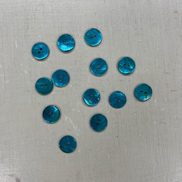 Agoya Shell Buttons - Turquoise (15mm)-buttons-Trendy Trims-Wild & Woolly Yarns