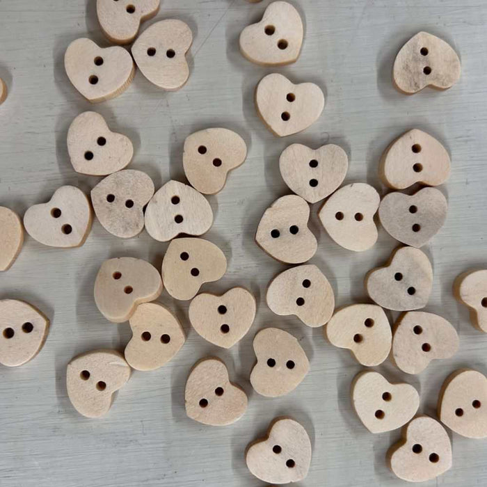 Wooden Heart Buttons (15mm)-buttons-Wild & Woolly Yarns-Wild & Woolly Yarns