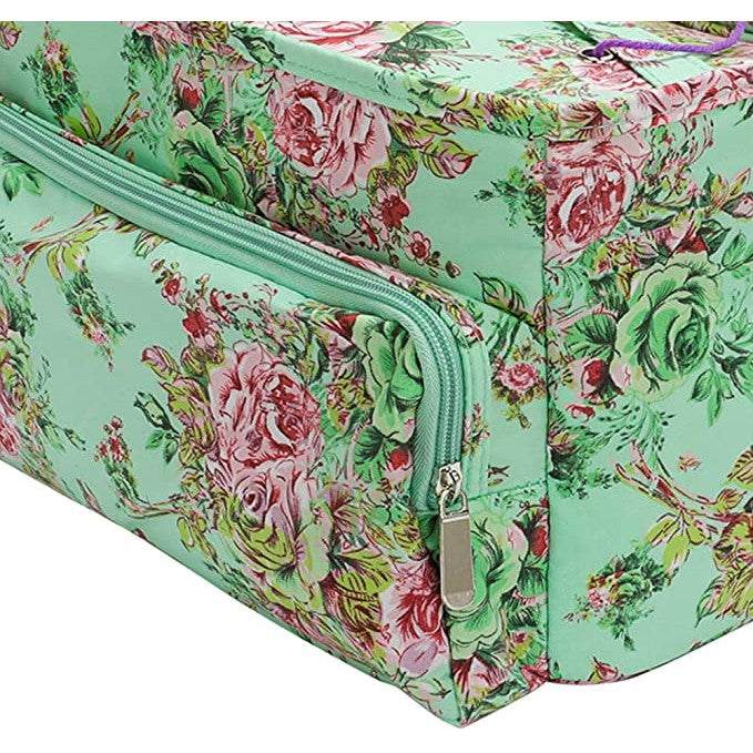 Knitting & Crochet Bag - Oxford-needles & accessories-Countrywide Yarns-Mint With Pink Roses-Wild & Woolly Yarns