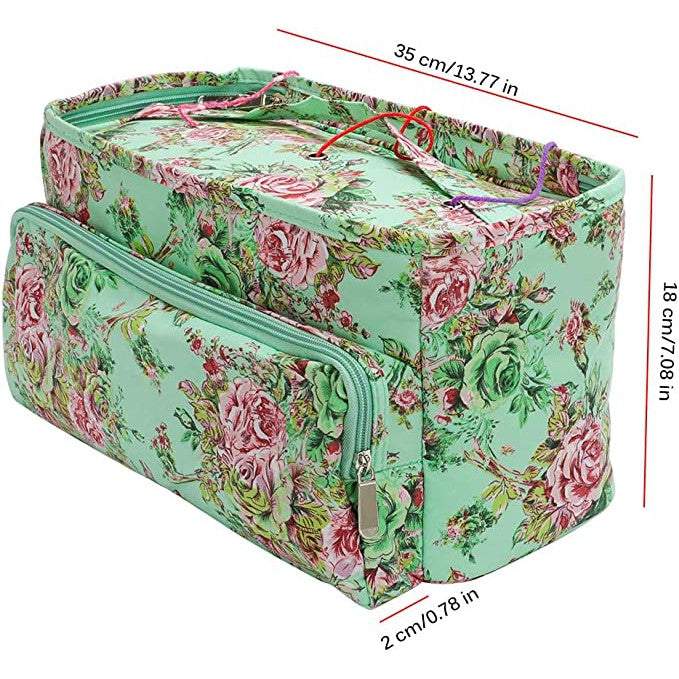 Knitting & Crochet Bag - Oxford-needles & accessories-Countrywide Yarns-Mint With Pink Roses-Wild & Woolly Yarns