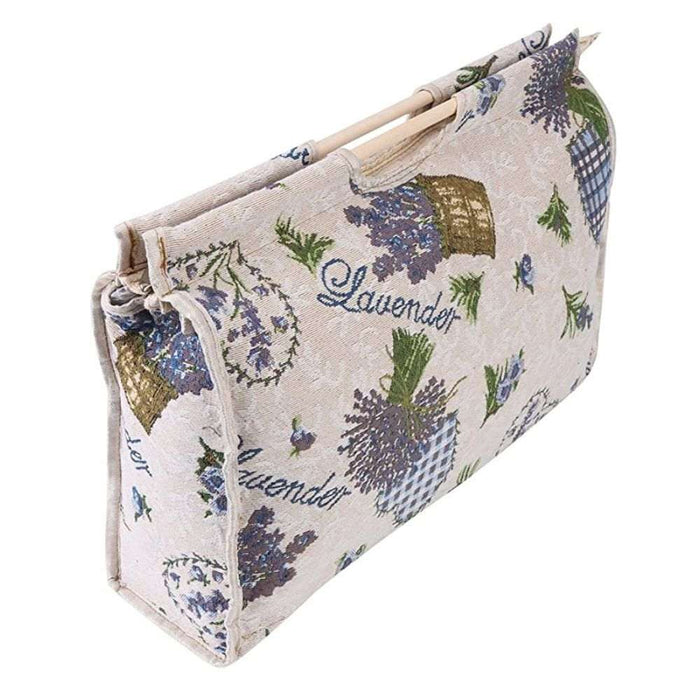 Knitting Storage Bag - Wooden Handle-needles & accessories-Countrywide Yarns-Design 1 - Tulips-Wild & Woolly Yarns