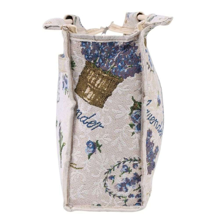 Knitting Storage Bag - Wooden Handle-needles & accessories-Countrywide Yarns-Design 1 - Tulips-Wild & Woolly Yarns