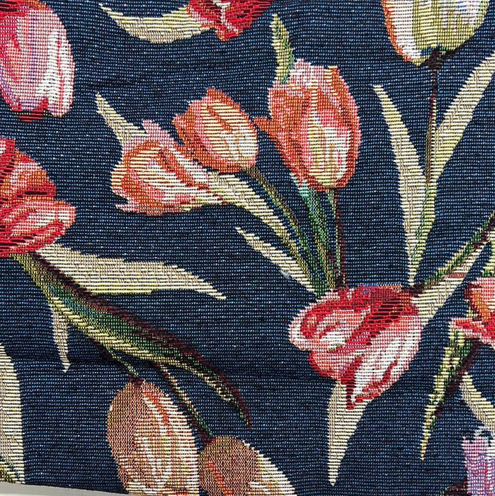 Knitting Storage Bag - Wooden Handle-needles & accessories-Countrywide Yarns-Design 5 - Dark Flowers-Wild & Woolly Yarns