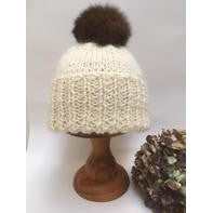 Possum Fur Pom Pom - Small-needles & accessories-Basically Bush-Little Kiwi Grey/Brown 6 cm-Wild & Woolly Yarns