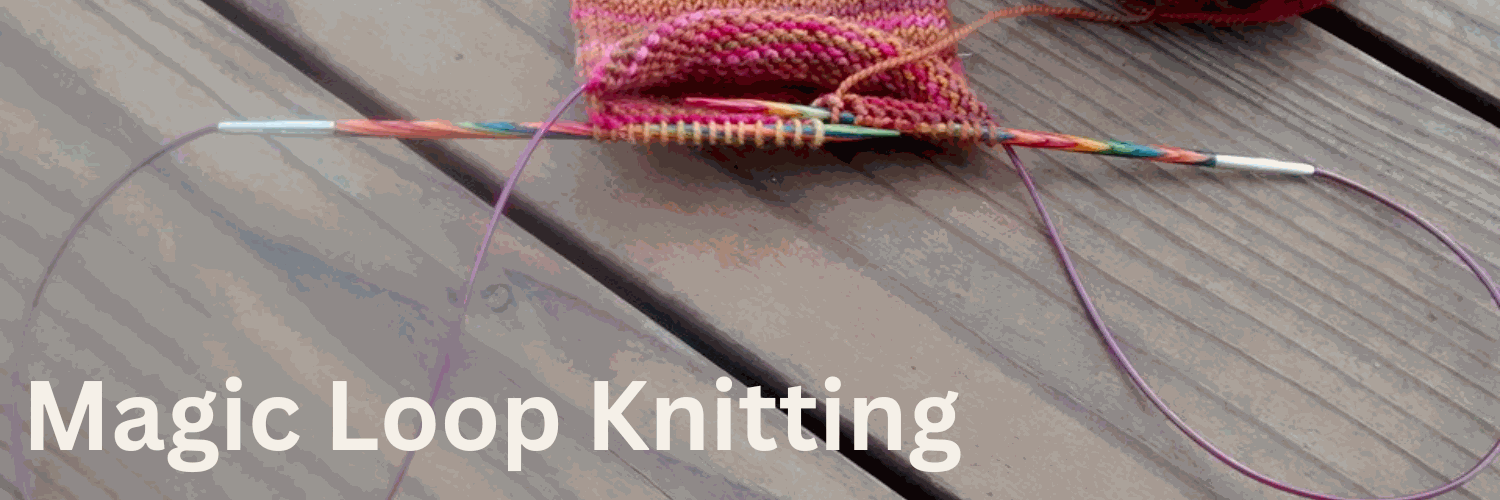 Knitting small circumference project using Magic Loop technique with long circular needle and yarn