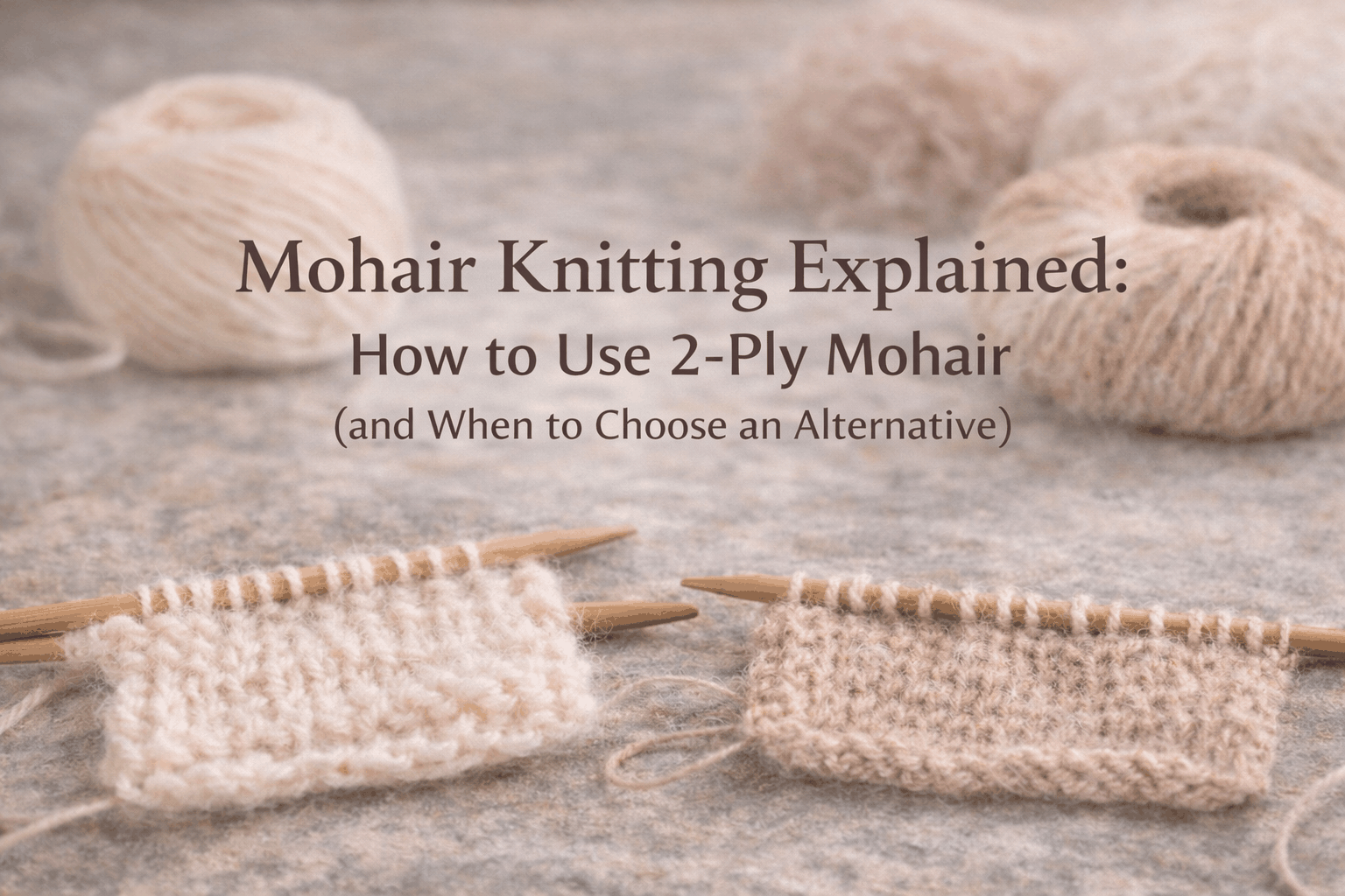 Close-up of soft 2-ply mohair yarn held together with a base yarn for knitting