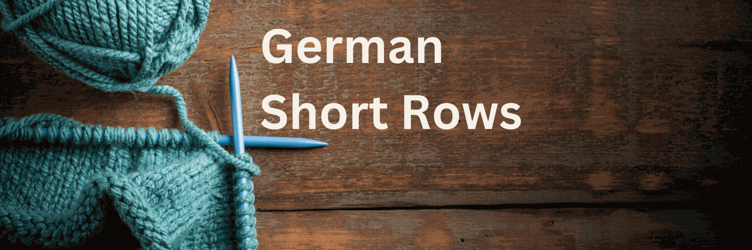 Close-up of knitting project demonstrating German short rows shaping technique