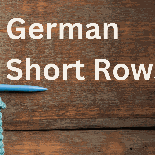 Close-up of knitting project demonstrating German short rows shaping technique