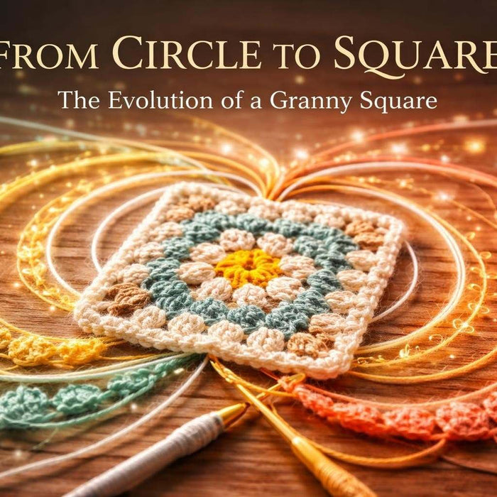 Close-up of colorful granny square crochet patterns showing construction rounds and color arrangements