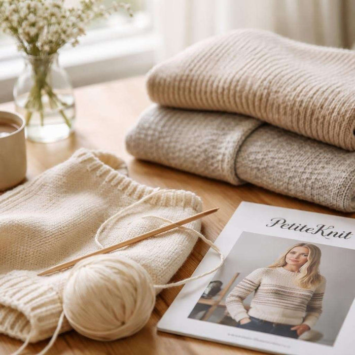 Minimalist Scandinavian sweater knitting pattern from PetiteKnit Designs