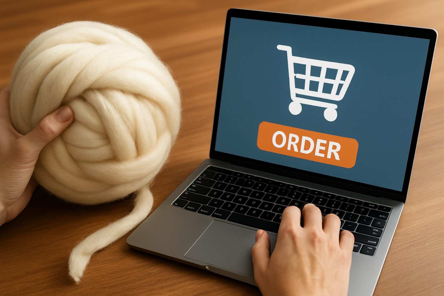 High-quality realistic photograph of several different wool yarns for ordering wool online in 2026 guide
