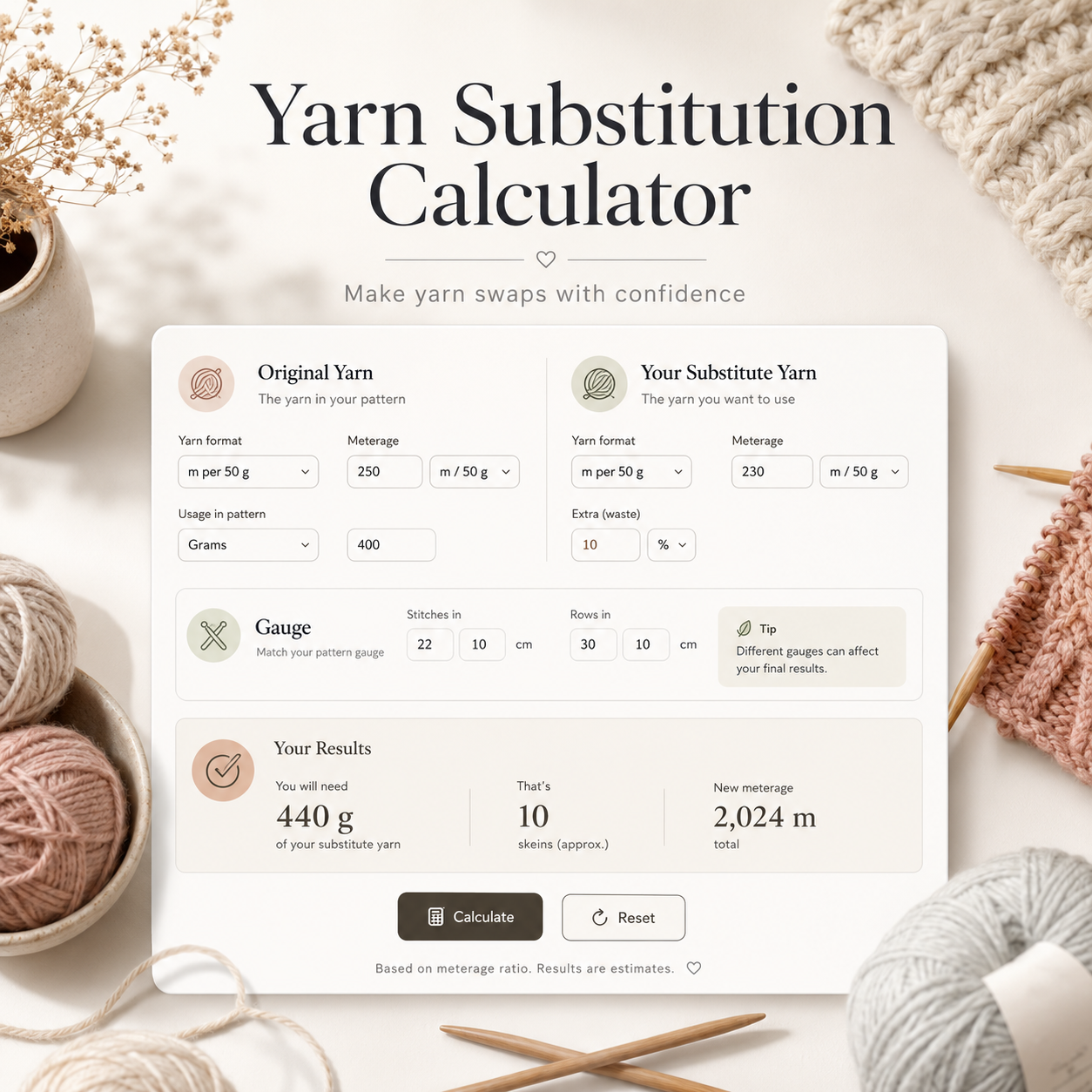 Yarn Substitution Calculator