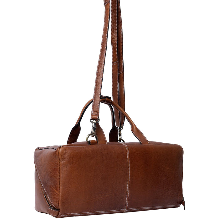Project 105 Knitting Project Bag in walnut leather with metal zipper and adjustable strap