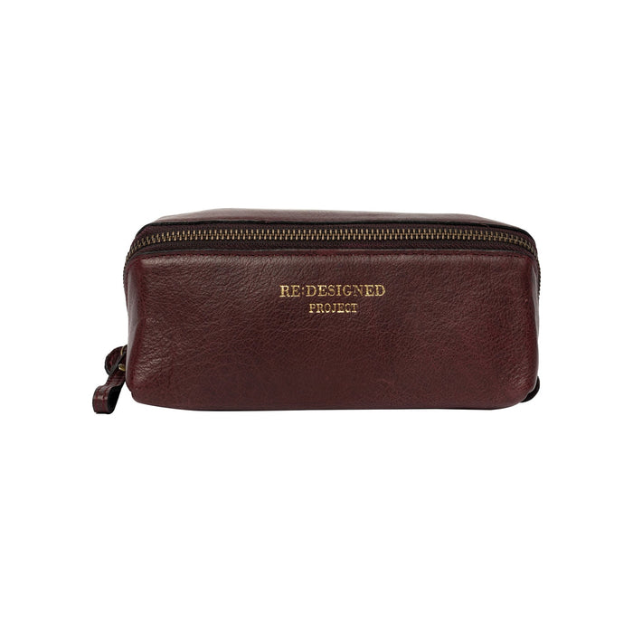 Dark Cherry Project 36 Knitting Project Bag made of handcrafted 100% leather with metal zipper closure and multiple compartments