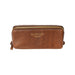 Project 36 Knitting Project Bag in walnut gold leather with metal zipper and compartments