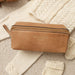 Taupe Project 36 Knitting Project Bag made of 100% handcrafted leather with metal zipper and compartments for knitting tools