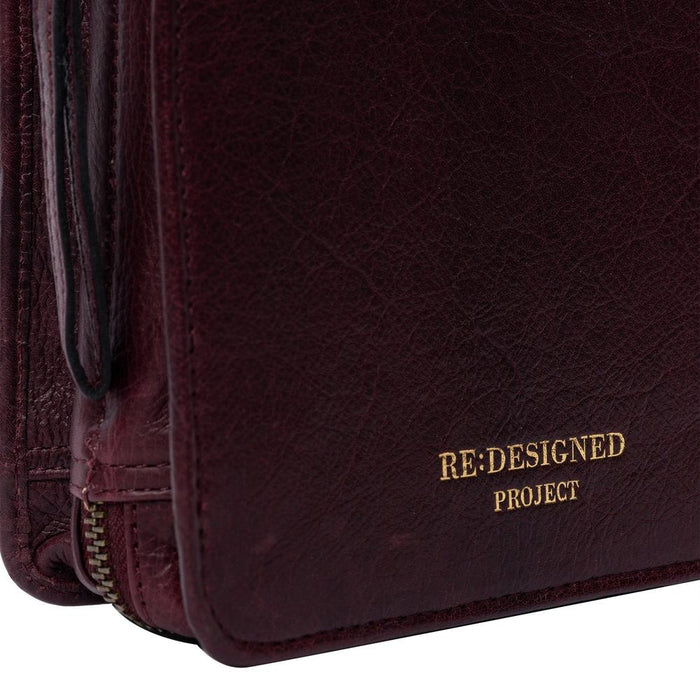 Project 83 needle organizer in dark cherry leather with compartments for interchangeable circular needles