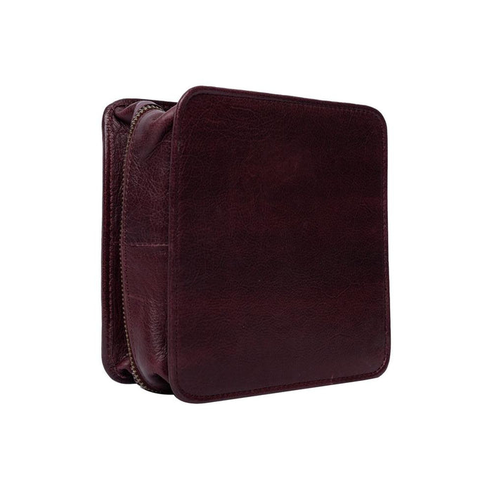 Project 83 needle organizer in dark cherry leather with compartments for interchangeable circular knitting needles
