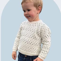 Crucci Greywacke Naturals 4ply kids dot pattern sweater with crew neckline and raglan sleeves in cozy Fair Isle design