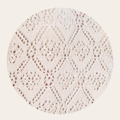 Elegant V neck, eyelet knit sweater in luxury merino crepe with lace pattern and relaxed fit