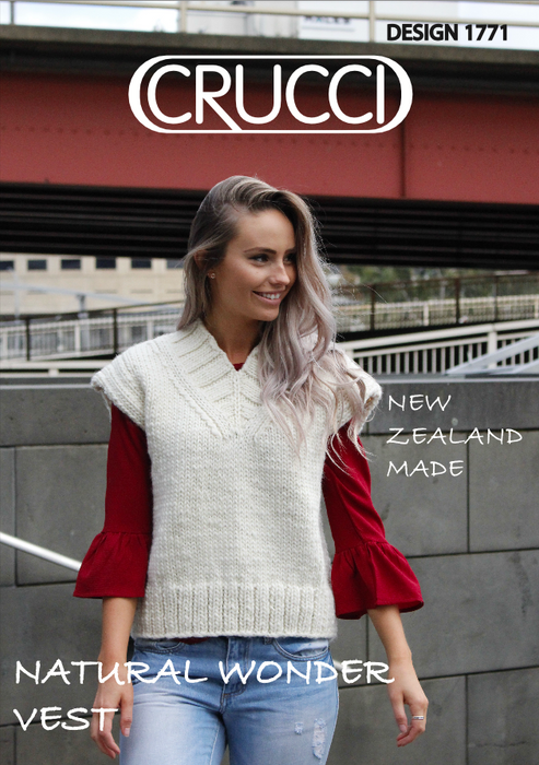 Chunky natural fiber sleeveless V-neck vest knitting pattern for women layering