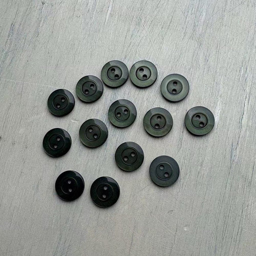 Abbey Purely Wool 2-Hole Buttons – Olive-Buttons-Trendy Trims-11.5 mm (18L)-Wild & Woolly Yarns