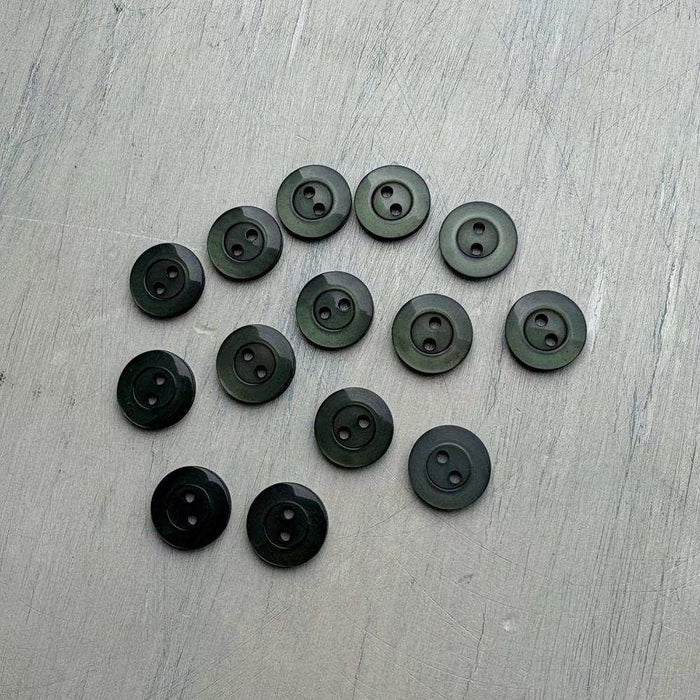 Abbey Purely Wool 2-Hole Buttons – Olive-Buttons-Trendy Trims-11.5 mm (18L)-Wild & Woolly Yarns