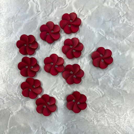 Buttons Flower Red (18mm)-Buttons & Snaps-Wild and Woolly Yarns