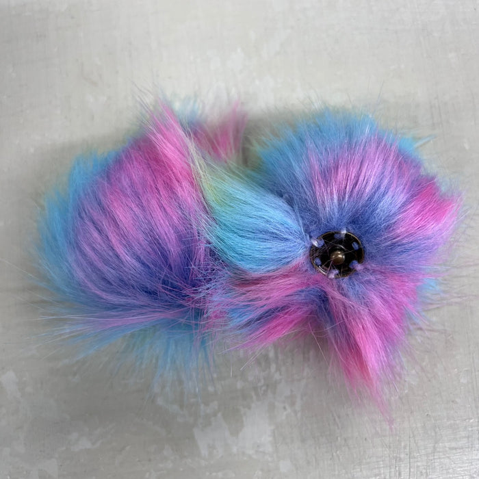 Faux Fur Pom Pom with Snap Fastener, 10cm, for Beanies and Accessories