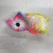 Colorful faux fur pom poms with snap fasteners for beanies, approximately 10cm diameter.