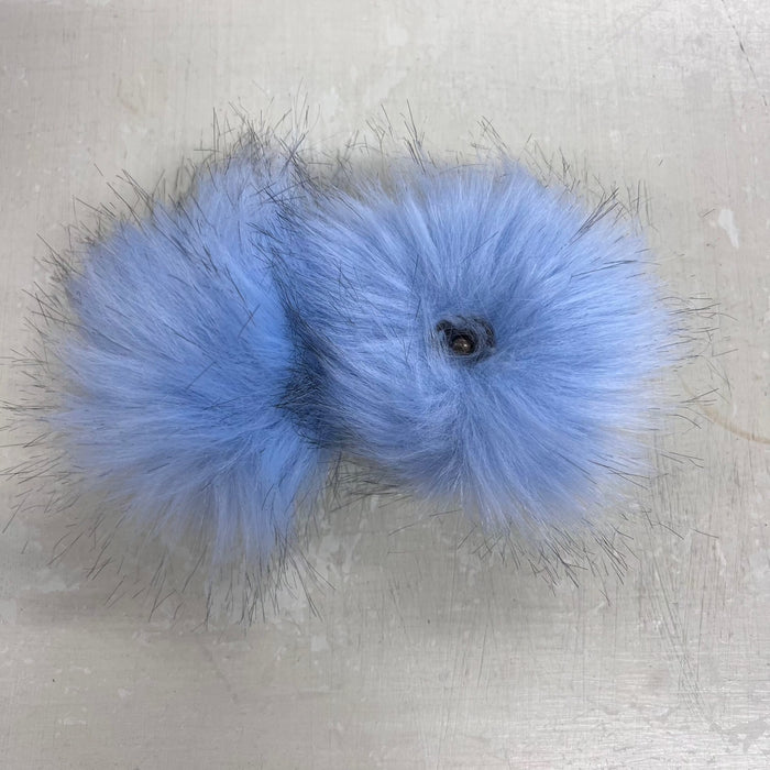 Faux Fur Pom Poms - 10cm with Snap Fastener-Buttons & Snaps-Alpaca Yarns-Sky Blue (1211)-Wild & Woolly Yarns