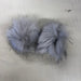 Gray faux fur pom poms with snap fasteners, 12cm diameter, perfect for beanies and accessories.