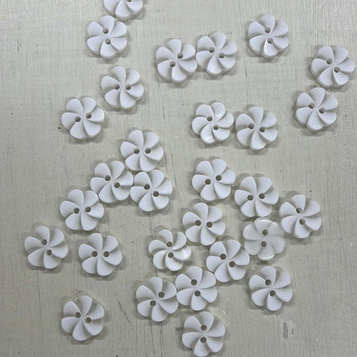 Flower Buttons - White (15mm)-Buttons & Snaps-Wild and Woolly Yarns