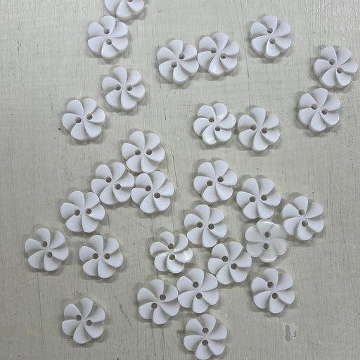 Flower Buttons - White (15mm)-Buttons & Snaps-Wild and Woolly Yarns
