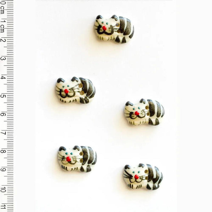 Handmade Buttons B&W Cats - Set of 5 (L034)-Buttons & Snaps-Wentworth Distributors-Wild & Woolly Yarns