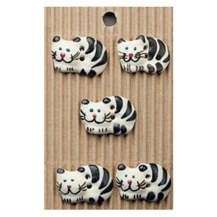 Handmade Buttons B&W Cats - Set of 5 (L034)-Buttons & Snaps-Wentworth Distributors-Wild & Woolly Yarns