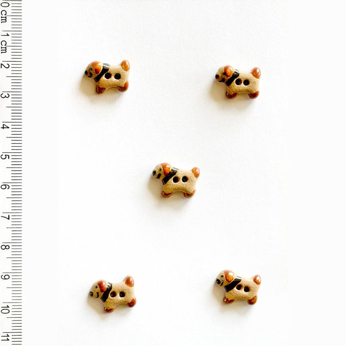 Handmade Buttons Dogs - Set of 5 (L540)-Buttons & Snaps-Wild and Woolly Yarns