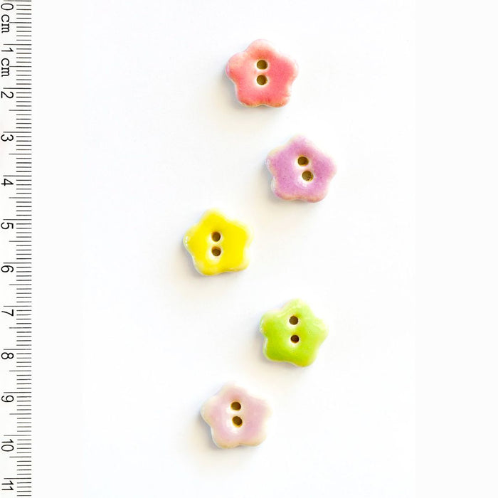 Handmade Buttons Flowers - Set of 5 (L085)-Buttons & Snaps-Wild and Woolly Yarns