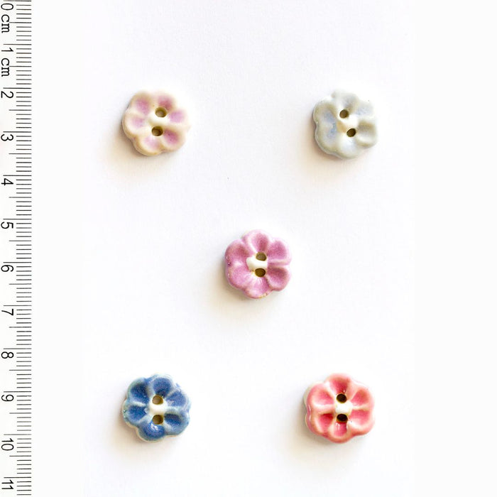 Handmade Buttons Flowers - Set of 5 (L572)-Buttons & Snaps-Wild and Woolly Yarns