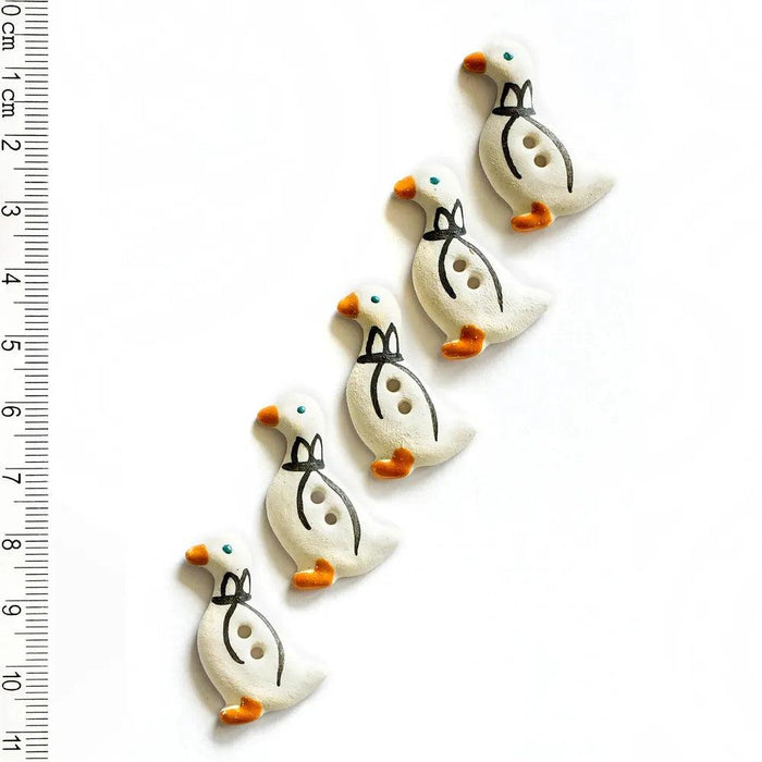 Handmade Buttons Geese - Set of 5 (L165)-Buttons & Snaps-Wentworth Distributors-Wild & Woolly Yarns