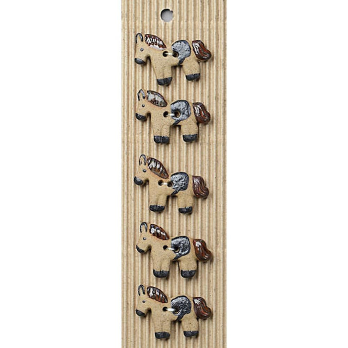 Handmade Buttons Horse - Set of 5 (L121)-Buttons & Snaps-Wentworth Distributors-Wild & Woolly Yarns