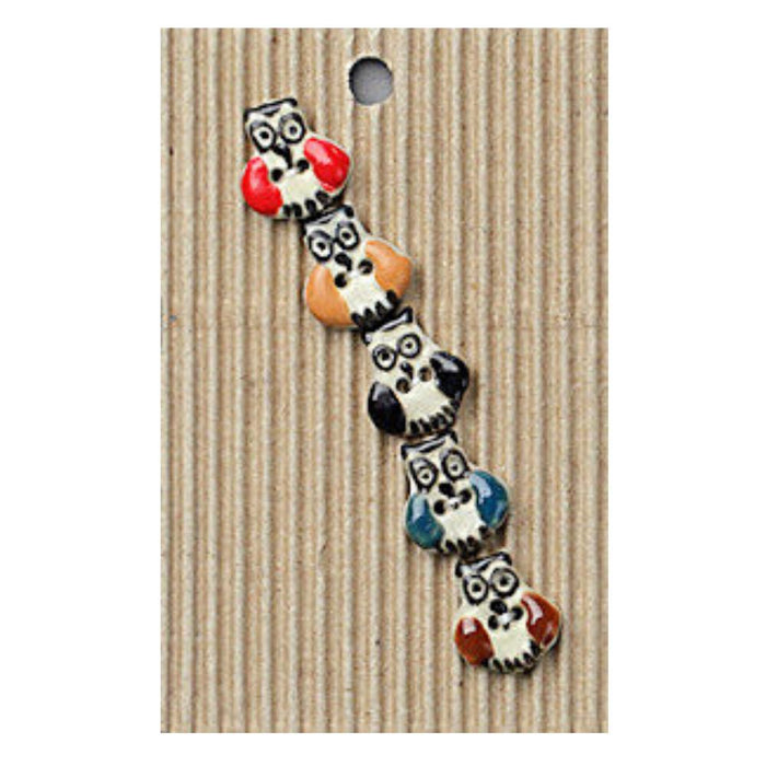 Handmade Buttons Owl - Set of 5 (L568)-Buttons & Snaps-Wentworth Distributors-Wild & Woolly Yarns