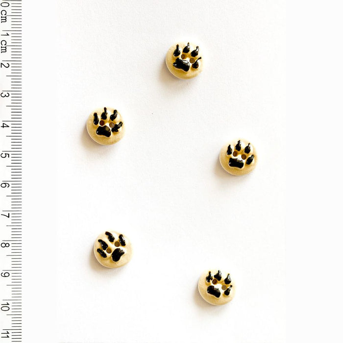 Handmade Buttons Paw Prints - Set of 5 (L055)-Buttons & Snaps-Wild and Woolly Yarns