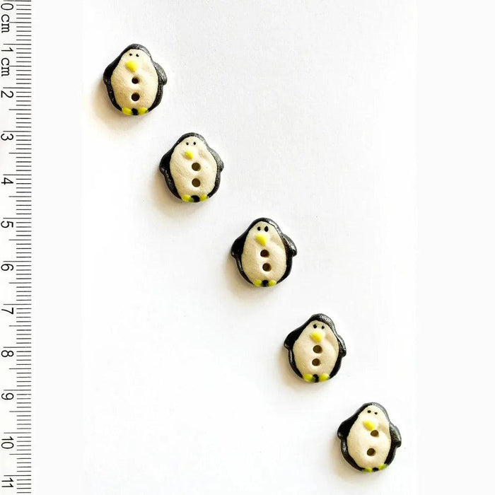 Handmade Buttons Penguin - Set of 5 (L544)-Buttons & Snaps-Wentworth Distributors-Wild & Woolly Yarns